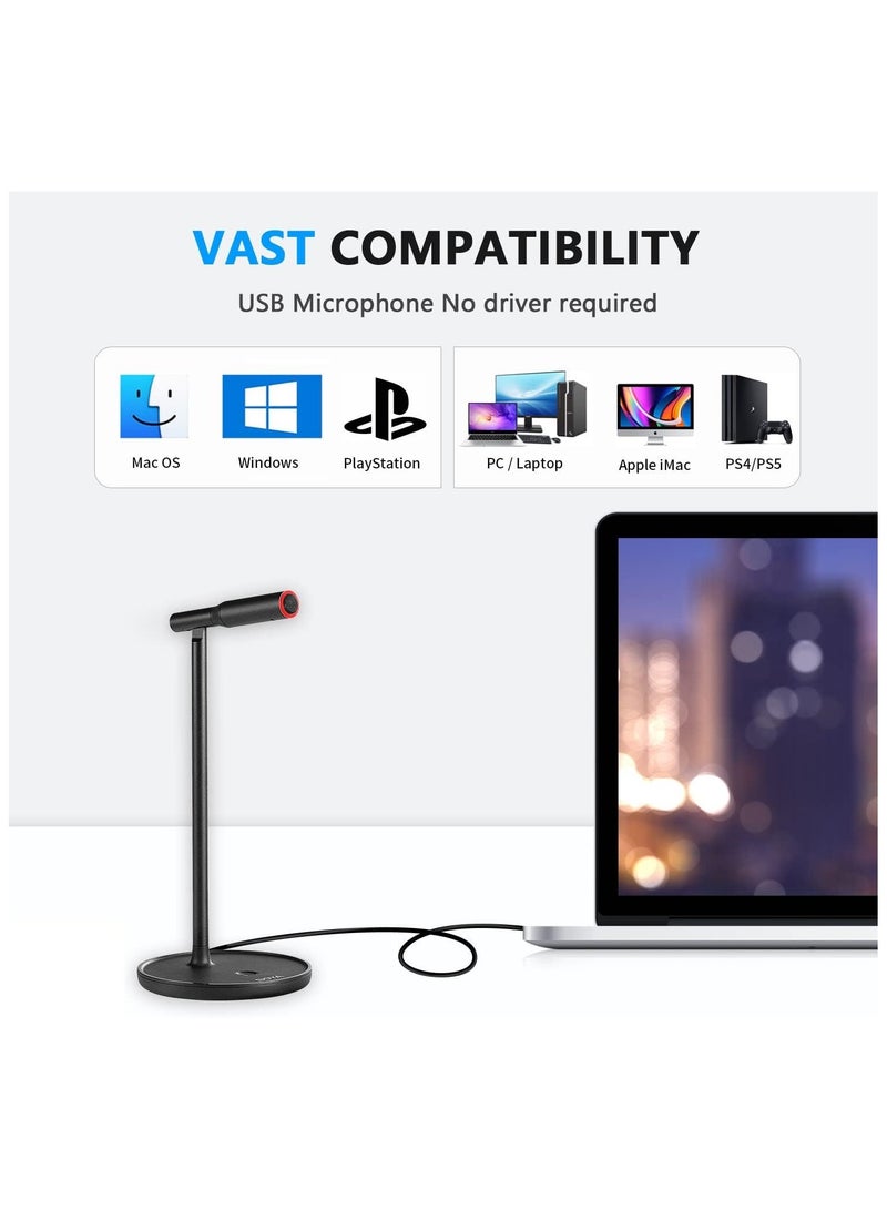 USB Microphone Noise Cancelling Condenser Computer Microphone Plug And Play For Live Streaming Podcasting Vocal Recording Video Conference Compatible