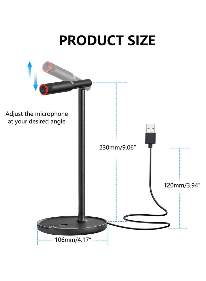 USB Microphone Noise Cancelling Condenser Computer Microphone Plug And Play For Live Streaming Podcasting Vocal Recording Video Conference Compatible