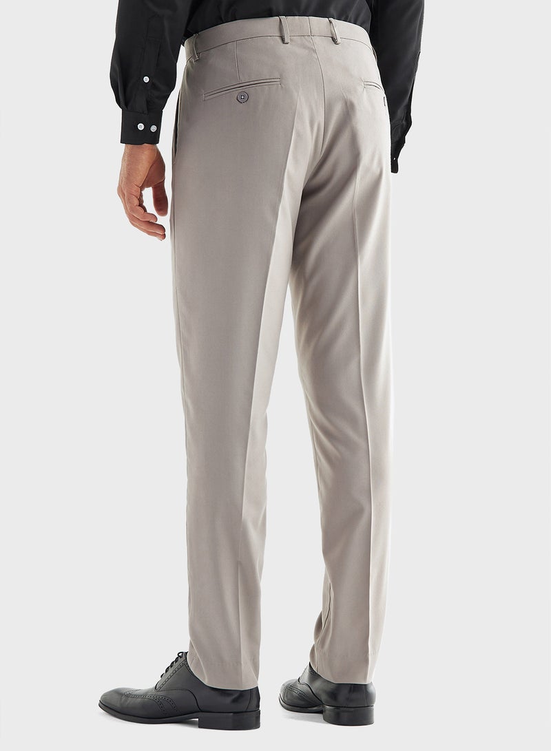 Textured Trousers with Flexi Waistband and Pockets