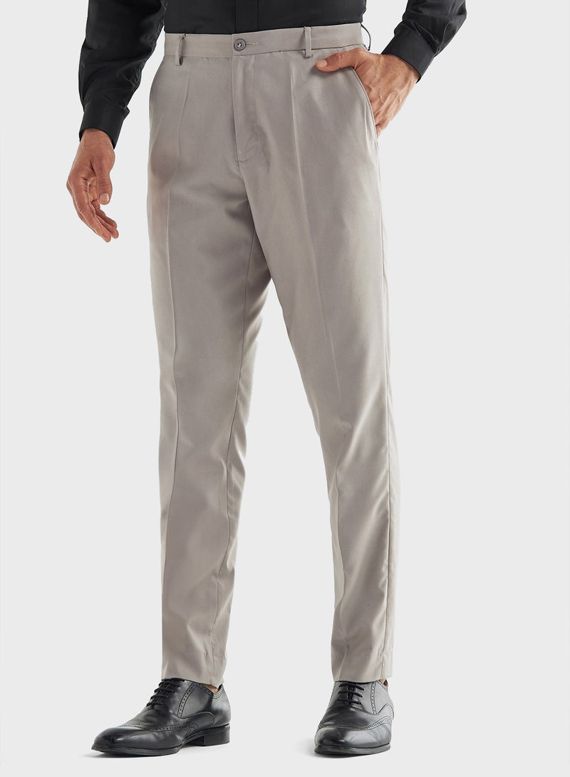 Textured Trousers with Flexi Waistband and Pockets