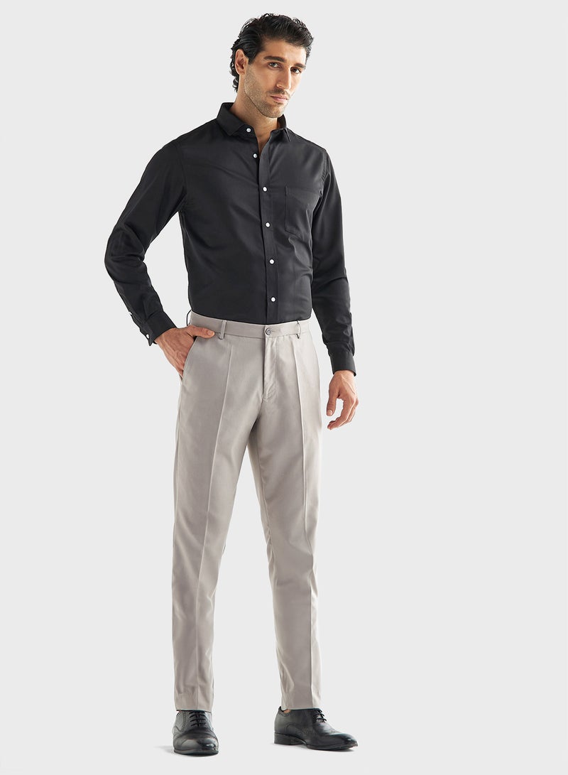 Textured Trousers with Flexi Waistband and Pockets