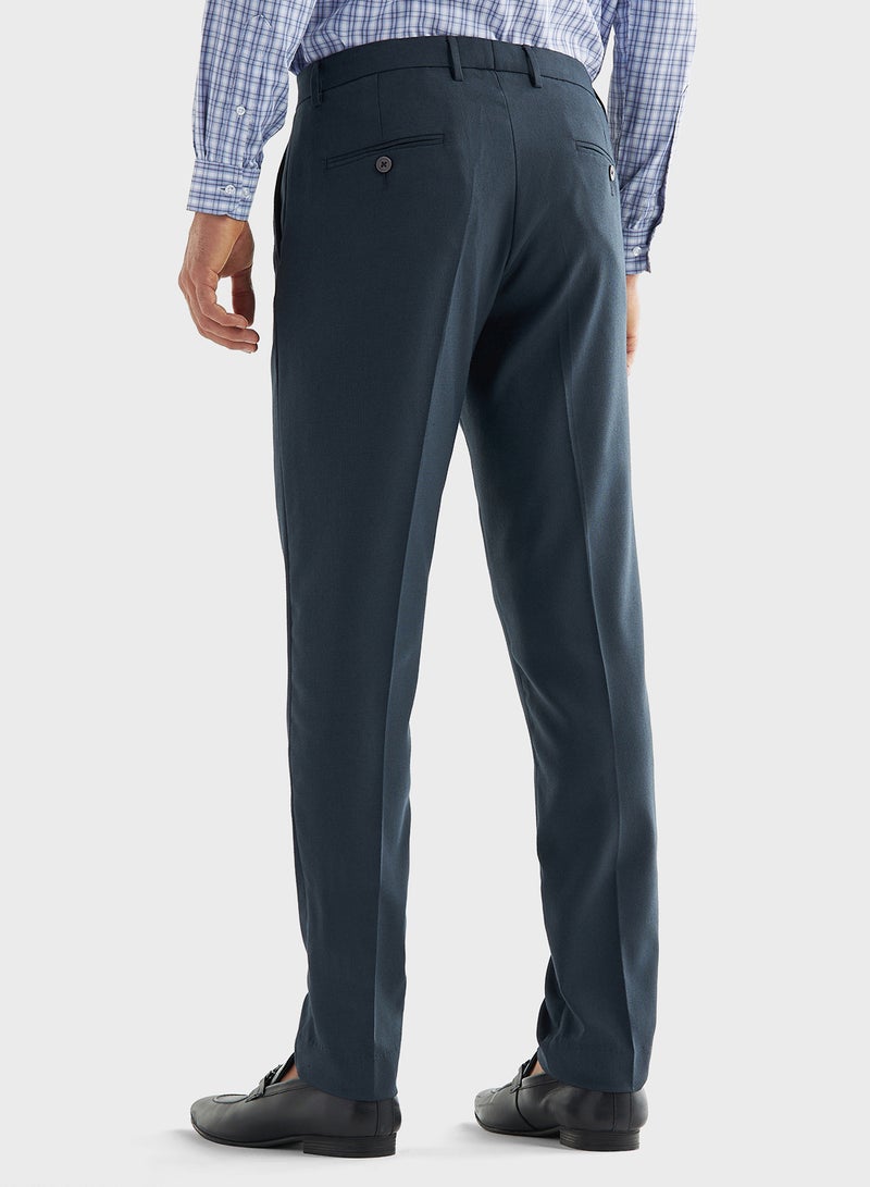 Textured Trousers with Flexi Waistband and Pockets