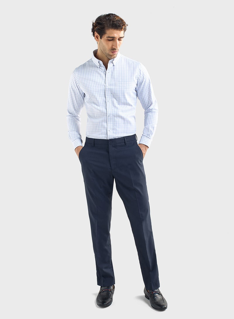 Solid Regular Fit Flexi Waist Trousers with Pocket