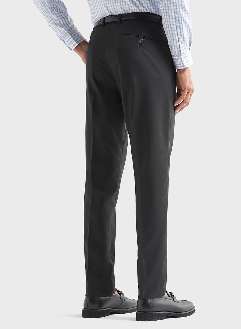 Textured Regular Fit Flexi Waist Trousers with Poc