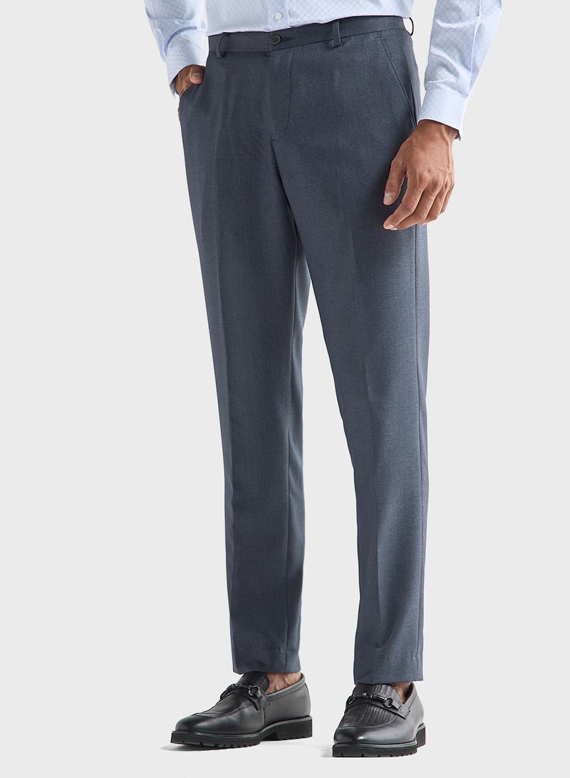 Solid Regular Fit Trousers with Pockets