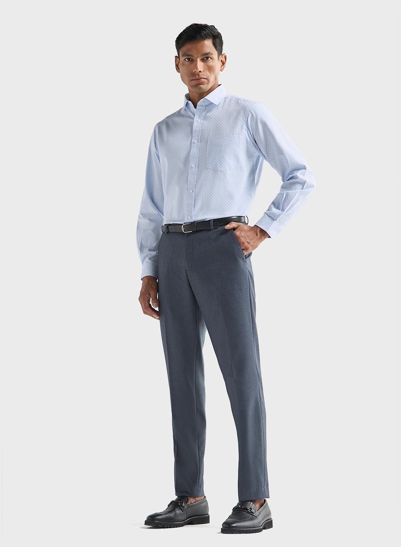 Solid Regular Fit Trousers with Pockets