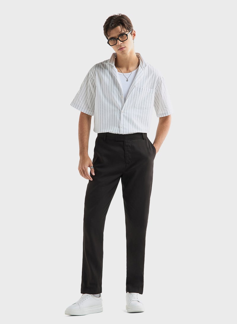 Solid Regular Fit Pants with Pockets