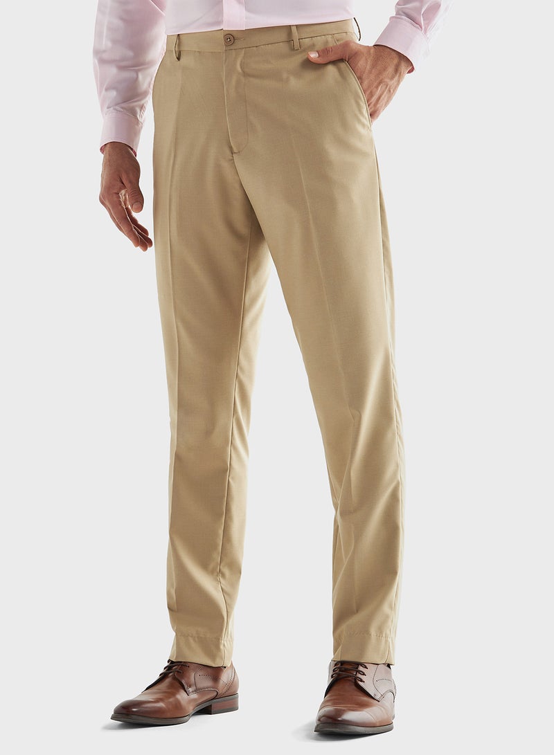 Solid Trousers with Flexi Waistband and Pockets