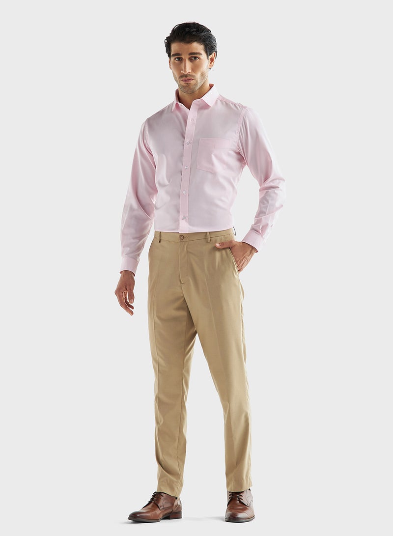 Solid Trousers with Flexi Waistband and Pockets