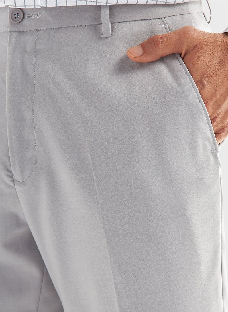 Solid Trousers with Flexi Waistband and Pockets