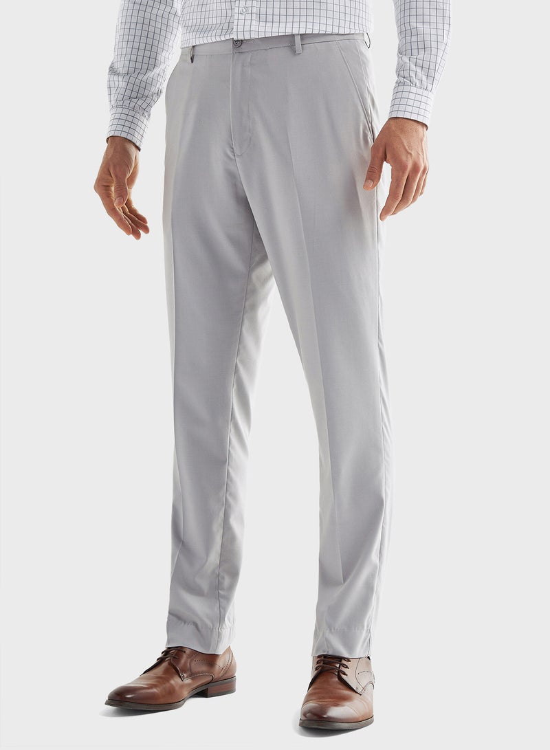 Solid Trousers with Flexi Waistband and Pockets