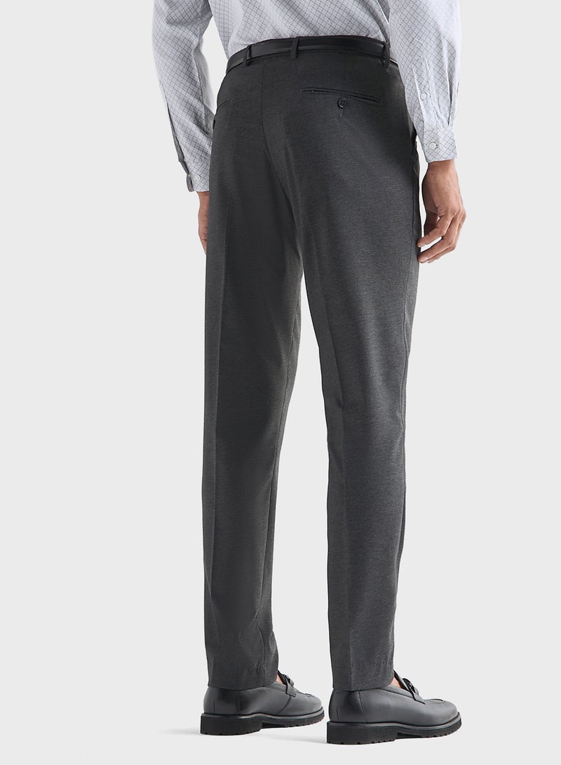 Solid Slim Fit Trousers with Pockets