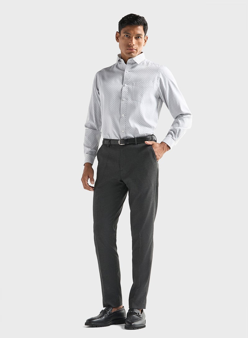 Solid Slim Fit Trousers with Pockets