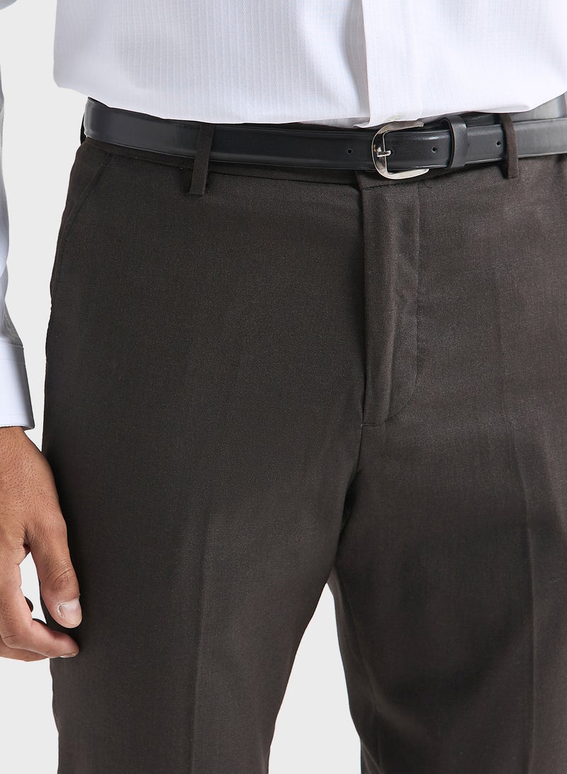 Solid Slim Fit Trousers with Pockets