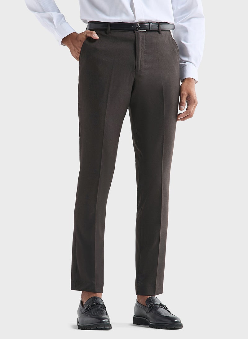 Solid Slim Fit Trousers with Pockets