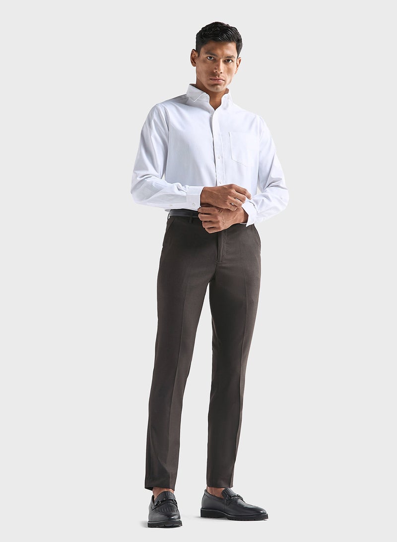 Solid Slim Fit Trousers with Pockets