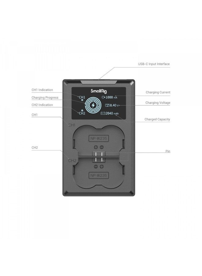 SmallRig NP-W235 Camera Battery And Charger Kit 3822 (Fujifilm GFX 50S II, GFX 100S, X-T4)