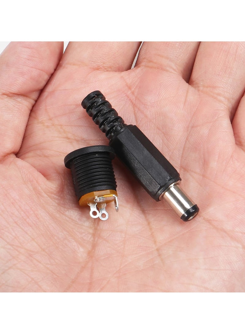 5Pcs 5.5mm x 2.1mm DC Male Power Plug Solder Power Jack Adapter Connector with 5Pcs DC Power Jack 5.5mm x 2.1mm 3 Pin Female DC Barrel Jack Panel Mount Connector