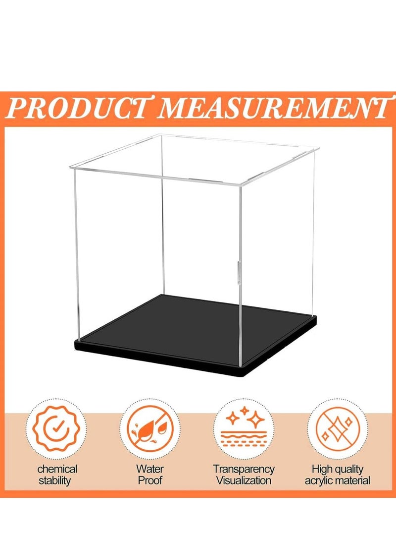 Clear Acrylic Display Case, Dustproof Protection Showcase Organizer, Self-Assembly Acrylic Box with Black Thick Base and Side Door, Suitable for Collectibles, Organization (10X10X15cm)