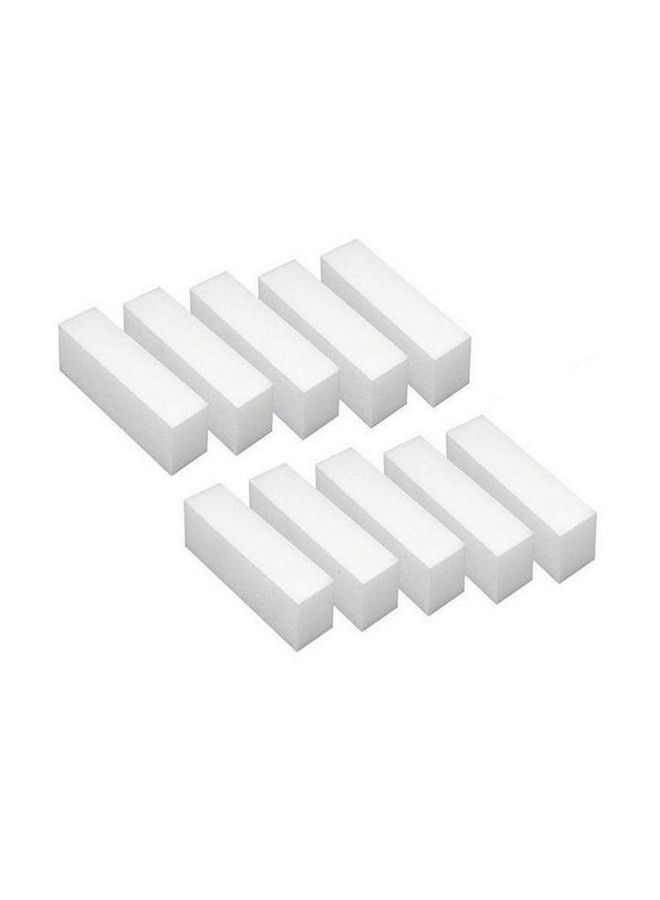 10Pcs White Square Sponge Nail File Art Buffer Buffing Sanding Block Grit Manicure Polisher Pedicure Nail Tool For Fingernails Toenails