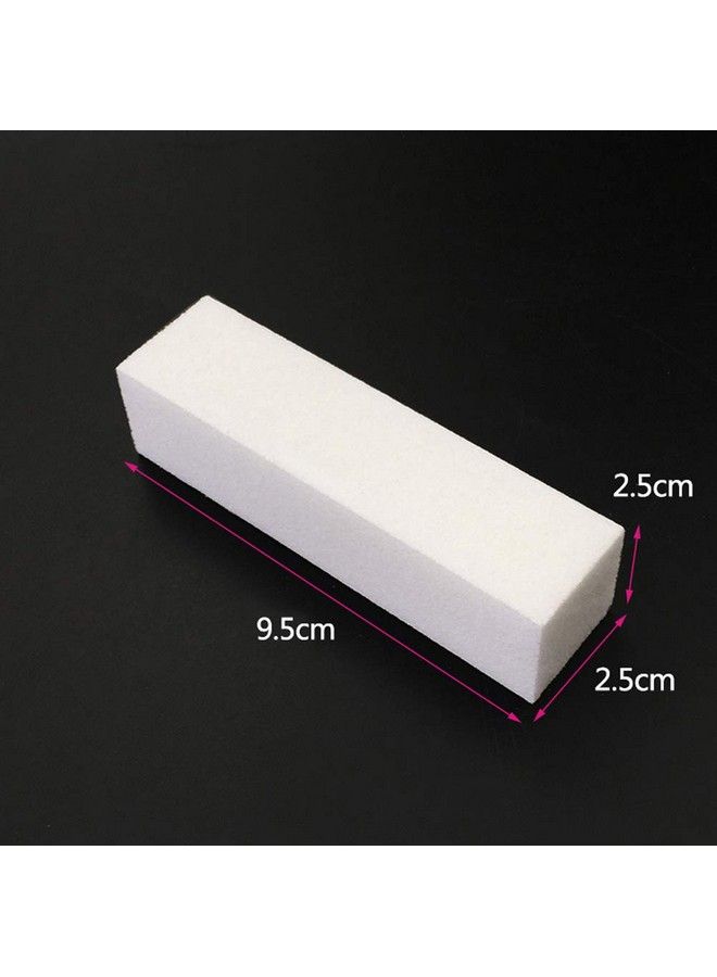 10Pcs White Square Sponge Nail File Art Buffer Buffing Sanding Block Grit Manicure Polisher Pedicure Nail Tool For Fingernails Toenails