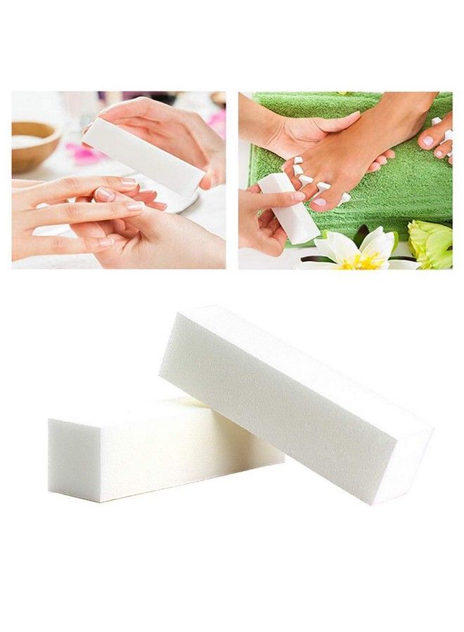 10Pcs White Square Sponge Nail File Art Buffer Buffing Sanding Block Grit Manicure Polisher Pedicure Nail Tool For Fingernails Toenails