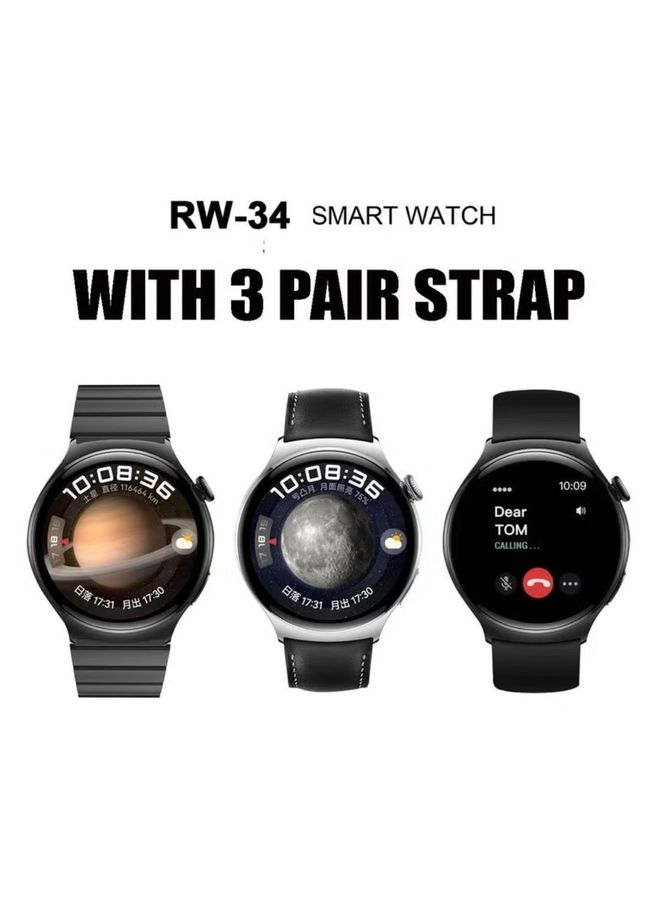 Haino Teko Germany RW-34 AMOLED Display Smart Watch with 3 Pair Strap For Men's and Boys