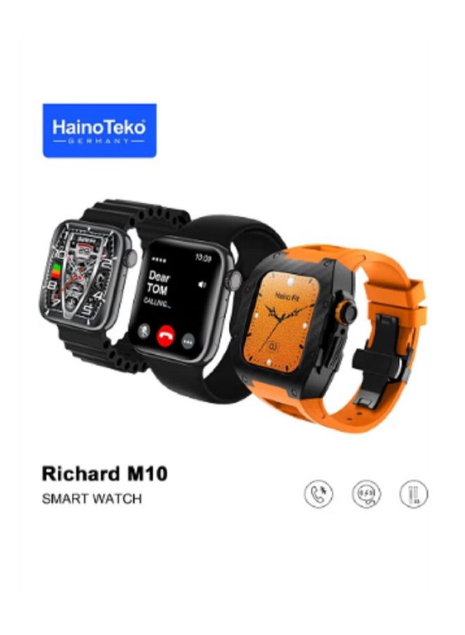 Haino Teko Germany Richard M10 smart watch with wireless charger 3 pair strap and inbuilt protection case for men's and boys