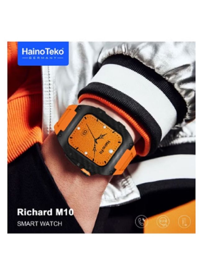 Haino Teko Germany Richard M10 smart watch with wireless charger 3 pair strap and inbuilt protection case for men's and boys