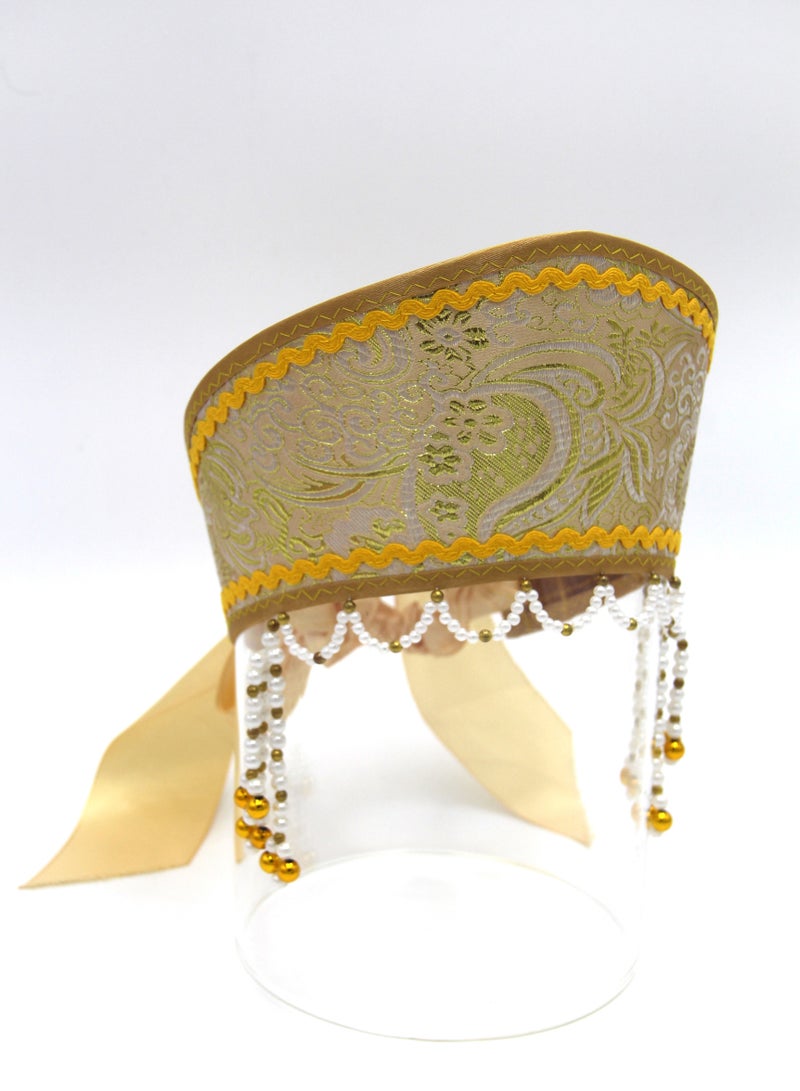 D' Daniela - Women's Traditional Headdress Kokoshnik - Brown  with Yellow