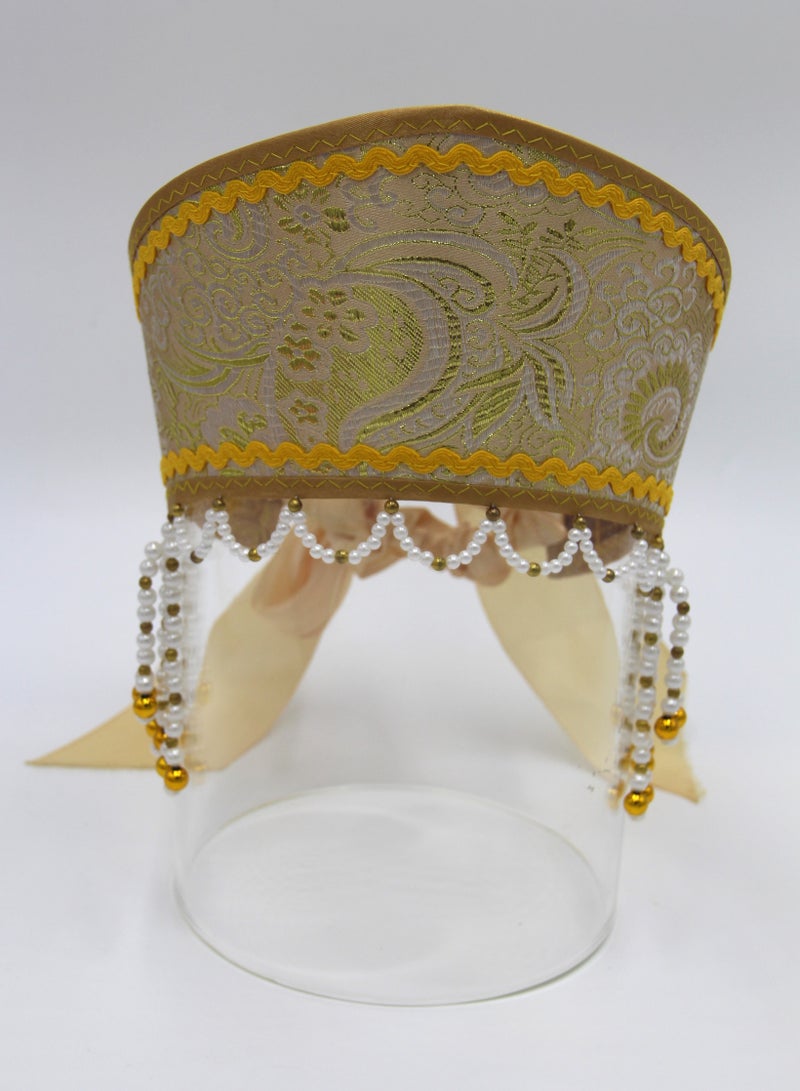 D' Daniela - Women's Traditional Headdress Kokoshnik - Brown  with Yellow