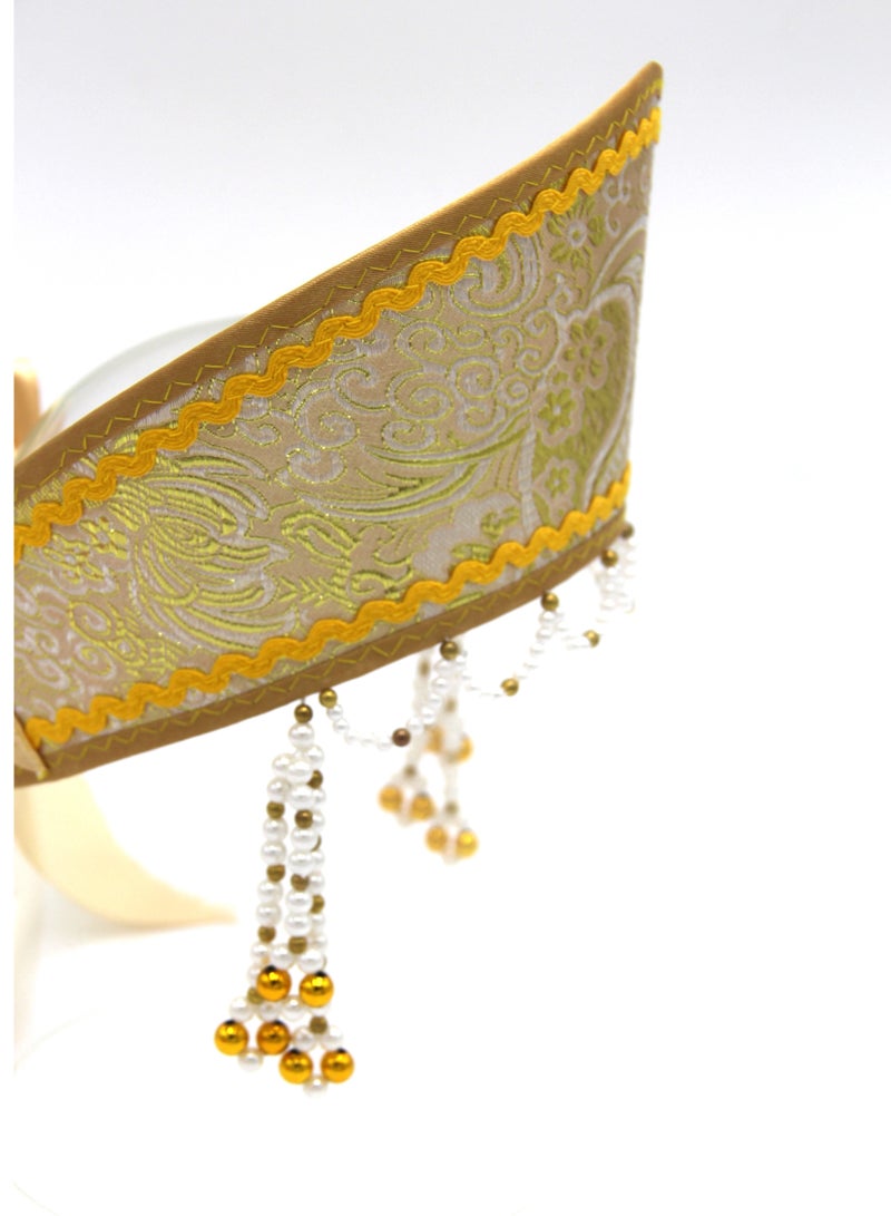 D' Daniela - Women's Traditional Headdress Kokoshnik - Brown  with Yellow