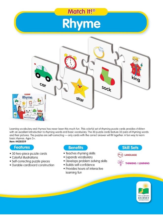 The Learning Journey: Match It! - Rhyme Rhyming Puzzle Game For Kids Ages 3-5