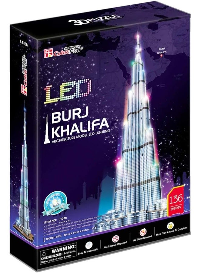 3D Puzzle Led Burj Khalifa 136Pcs B/O