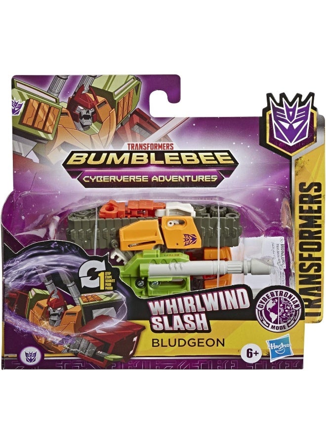 TRANSFORMERS Bumblebee Cyberverse Adventures Action Attackers: 1-Step Bludgeon Action Figure, Whirlwind Slash Action Attack Move, 10.5-cm