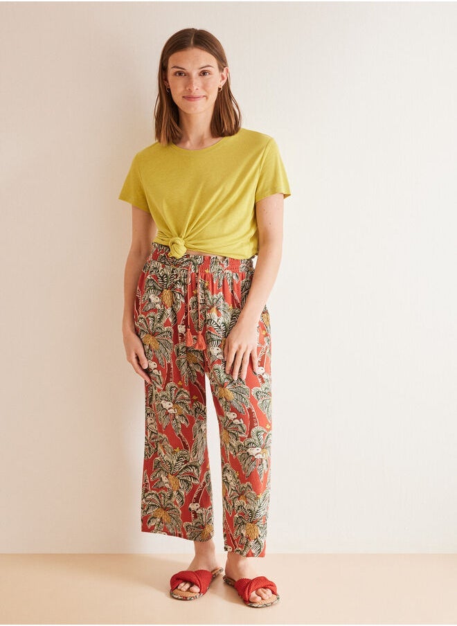 Long tropical Snoopy fluid trousers