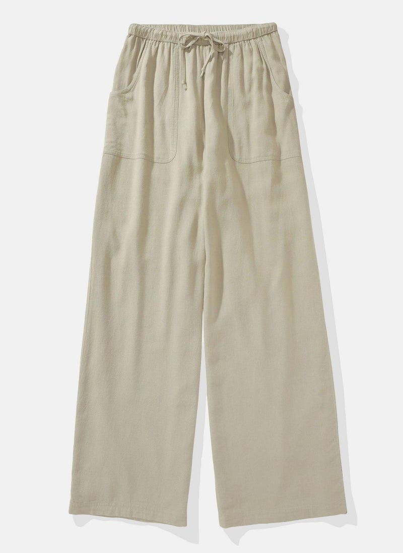 High Waist Wide Leg Drawstrings Pants