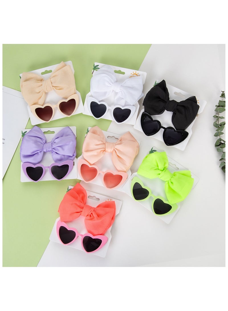 Athena Glasses and Bow Barrette Ponytail Set For Babies and Girls - White