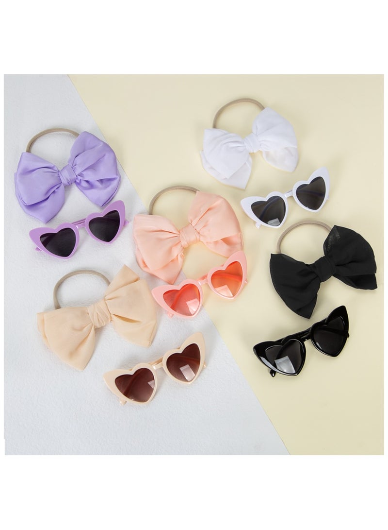 Athena Glasses and Bow Barrette Ponytail Set For Babies and Girls - White