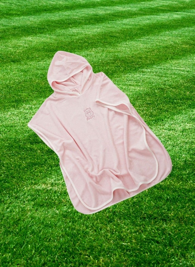 Children's Hooded Bath Towel Spring and Summer Cotton, Boys and Girls Cape Beach Swimming Bathrobe - Pink