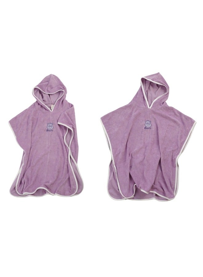 Children's Hooded Bath Towel Spring and Summer Cotton, Boys and Girls Cape Beach Swimming Bathrobe - Purple