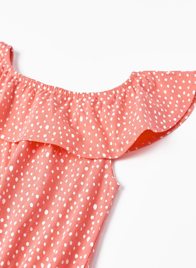 Polka-Dot Cotton Jumpsuit for Girls