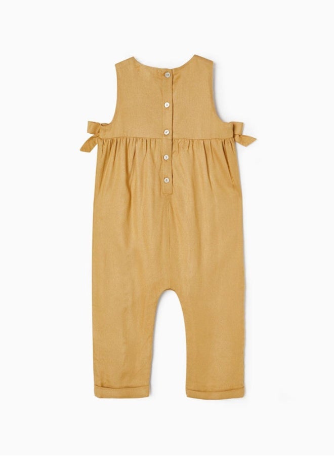 Jumpsuit with Bows for Baby Girls, Dark Beige