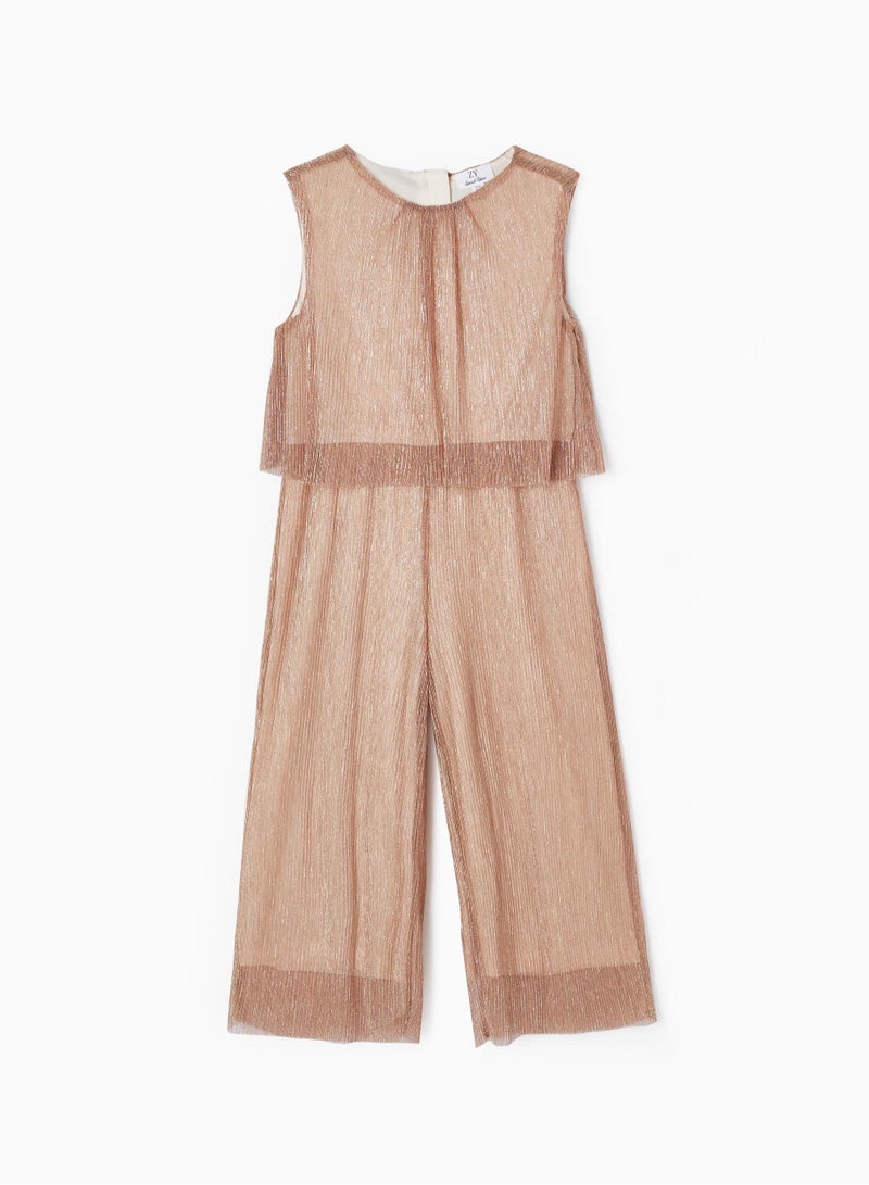 Zippy Metalic Tulle Jumpsuit For Girls