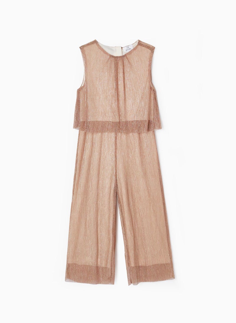 Zippy Metalic Tulle Jumpsuit For Girls