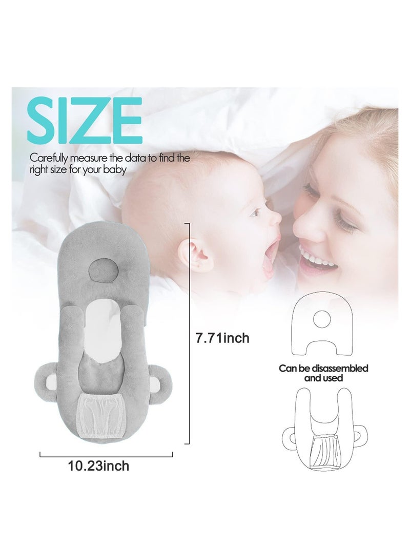 Portable Baby Nursing Pillow and Bottle Holder Adjustable Support Cushion for Newborns Anti-Spit Grey