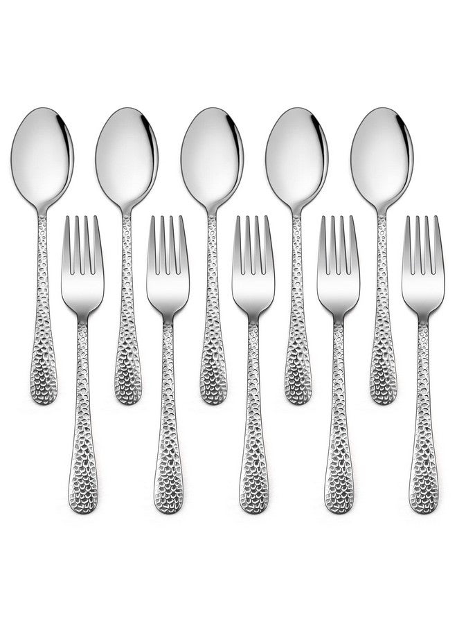 10Piece Kids Silverware Set Includes 5 Kid Spoons 5 Kid Forks Stainless Steel Toddler Utensils Children Flatware Set Child Preschooler Cutlery Set Dishwasher Safe