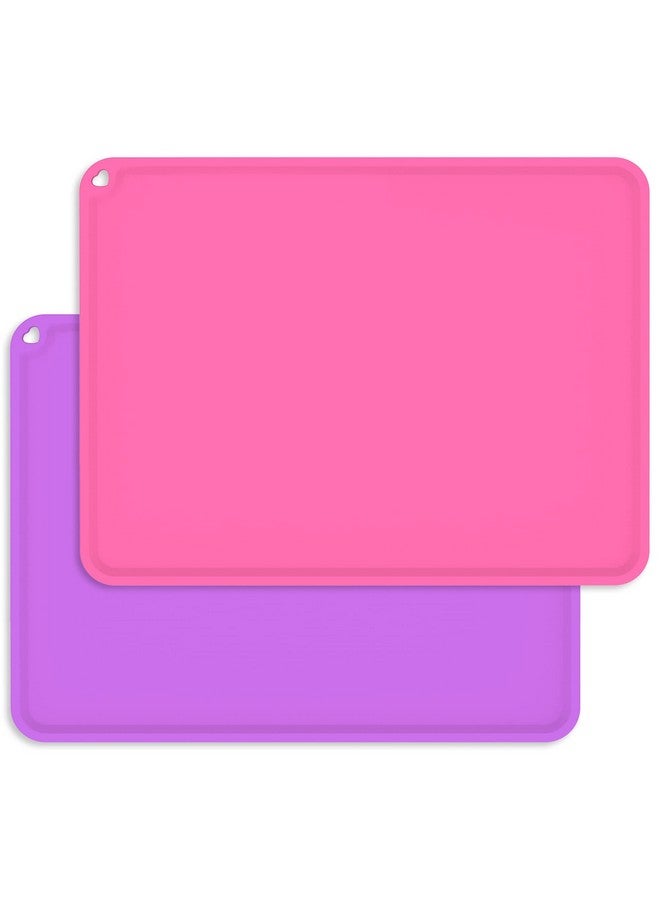 Placemats For Kids Silicone Baby Placemats For Toddler Children Reusable Nonslip Large Silicone Sheets For Crafts Resin Jewelry Casting Table Mats 2 Pack Purple/Pink