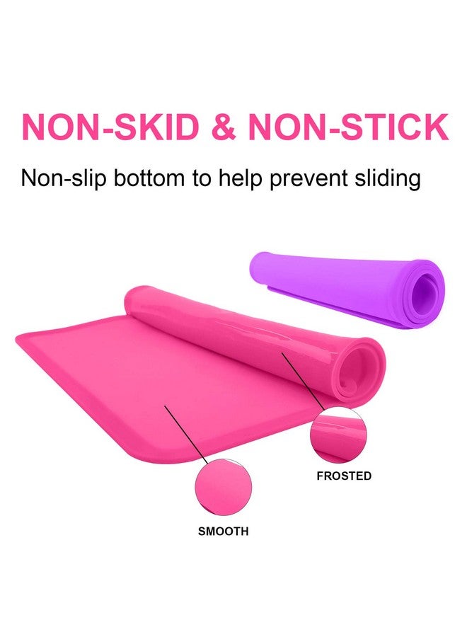 Placemats For Kids Silicone Baby Placemats For Toddler Children Reusable Nonslip Large Silicone Sheets For Crafts Resin Jewelry Casting Table Mats 2 Pack Purple/Pink