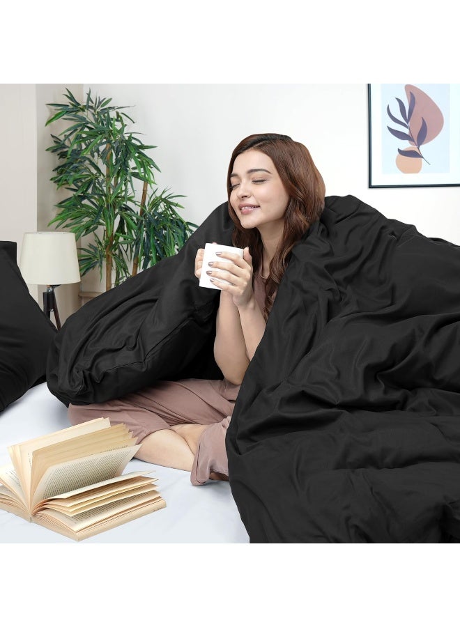Duvet Cover Twin Size Set - 1 Duvet Cover With 1 Pillow Sham - 2 Pieces Comforter Cover With Zipper Closure - Ultra Soft Brushed Microfiber, 68 X 90 Inches (Twin/Twin Xl, Black)